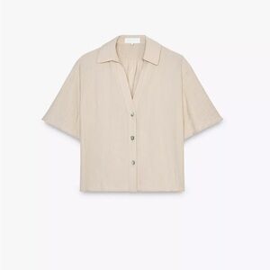 Beige Short Sleeve Button-Up Zara Shirt